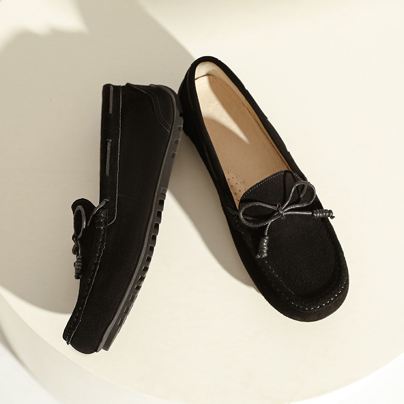 Női Bean Shoes, valódi disznó bőrből készült felsőrész, légáteresztő bélés, gumírozott csúszásmentes talp, slip-on, alacsony sarok 1–3 cm