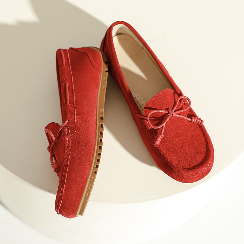 Női Bean Shoes, valódi disznó bőrből készült felsőrész, légáteresztő bélés, gumírozott csúszásmentes talp, slip-on, alacsony sarok 1–3 cm