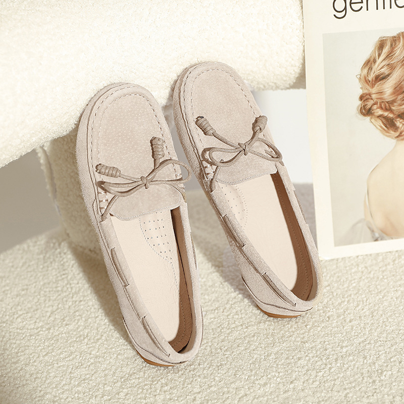 Női Bean Shoes, valódi disznó bőrből készült felsőrész, légáteresztő bélés, gumírozott csúszásmentes talp, slip-on, alacsony sarok 1–3 cm