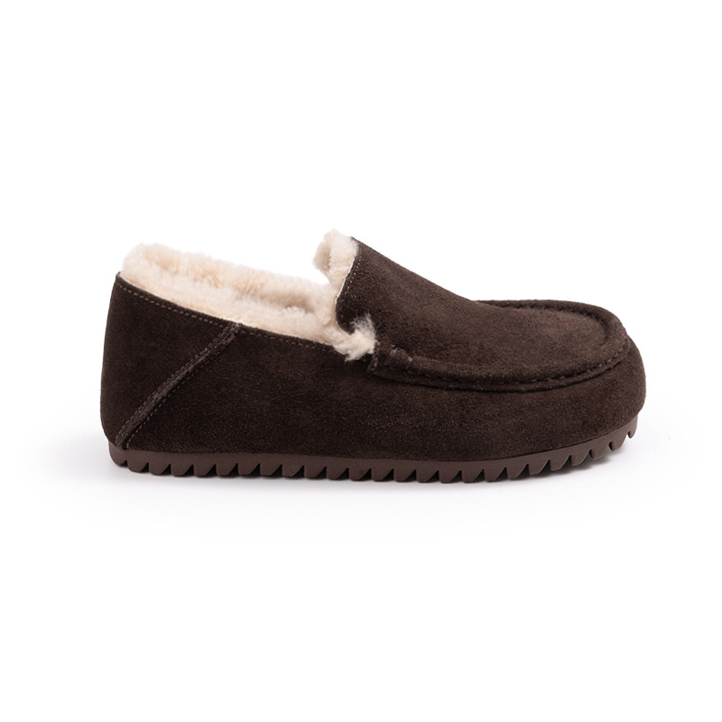 Ženski loaferi od teleće kože, s visokim gornjim dijelom, 4 cm povećanje visine, okrugli vrh, gumeni potplat