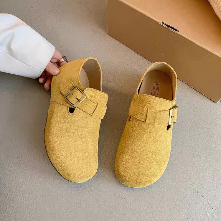 Loafers με κούμπωμα, σουέντ επάνω μέρος, εσωτερική αύξηση ύψους, 3–5 εκ τακούνι, σόλα από καουτσούκ