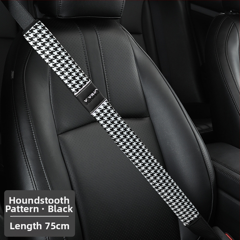 Automobiļa drošības jostas plecu pārvalks ar haundstooth rakstu, garāks, paredzēts automobiļiem un kravas automobiļiem, zīmols red chrysanthemum, pielāgojams.