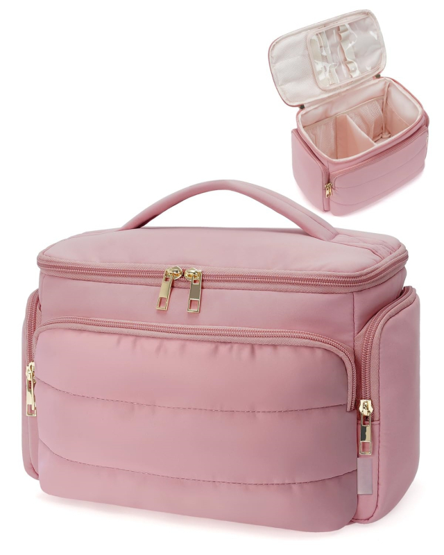 Női kozmetikai táska, többfunkciós toalett organizer, geometriai mintázatú nylon anyag poliészter béléssel, vízálló, 400 g