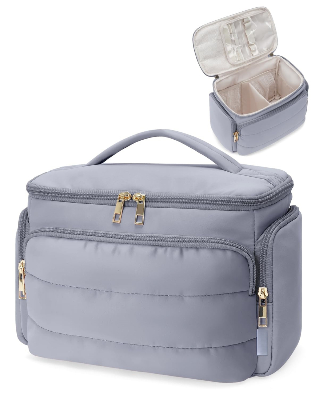 Női kozmetikai táska, többfunkciós toalett organizer, geometriai mintázatú nylon anyag poliészter béléssel, vízálló, 400 g