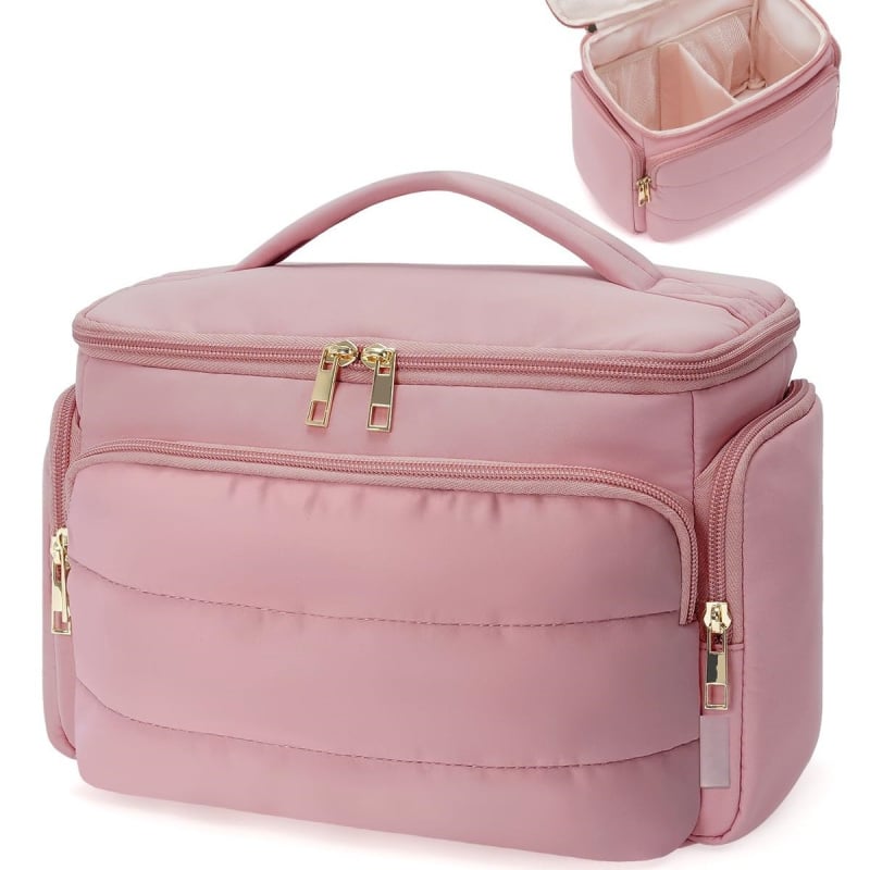 Női kozmetikai táska, többfunkciós toalett organizer, geometriai mintázatú nylon anyag poliészter béléssel, vízálló, 400 g