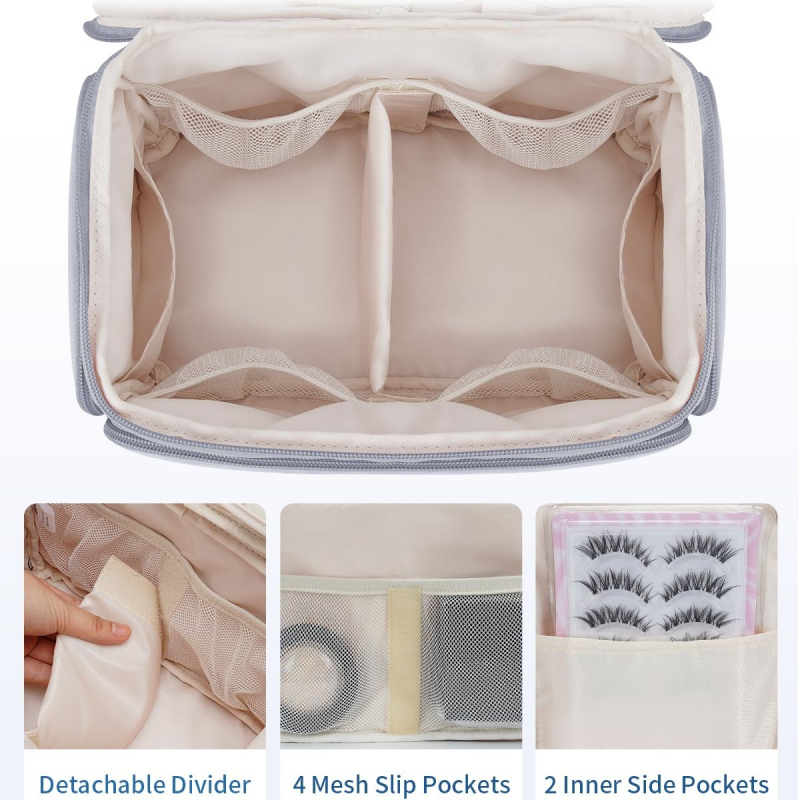 Női kozmetikai táska, többfunkciós toalett organizer, geometriai mintázatú nylon anyag poliészter béléssel, vízálló, 400 g