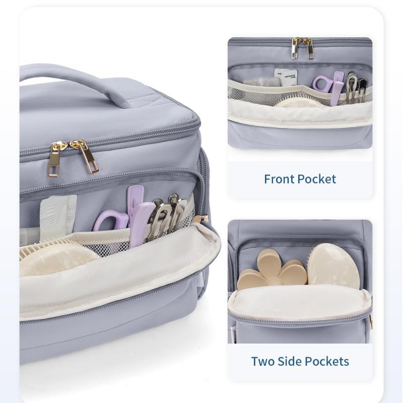 Női kozmetikai táska, többfunkciós toalett organizer, geometriai mintázatú nylon anyag poliészter béléssel, vízálló, 400 g