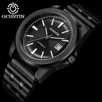 Férfiak számára teljesen automata mechanikus óra, rozsdamentes acél szíjjal, naptár, sötétben világító, 30 m vízállóság