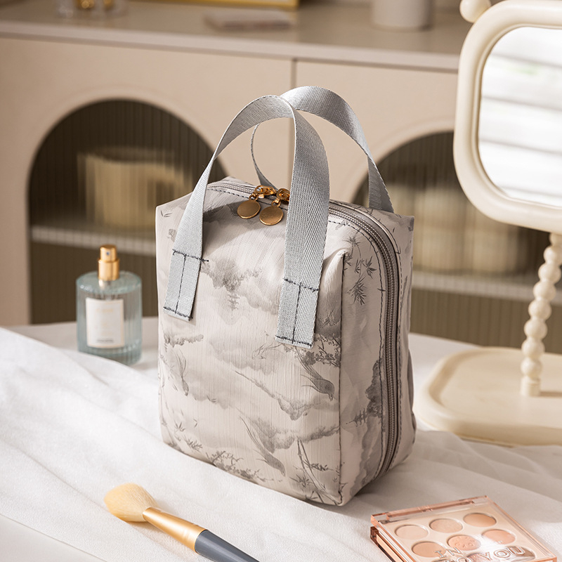 Kozmetikai neszesszer – nagy kapacitású, hordozható, PU anyag, nyomtatott minta, poliészter bélés