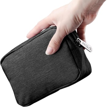 Козметична чантичка с цип, мини размер, платнена за пътуване, едноцветна, подплата от плат, преносима