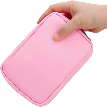 Козметична чантичка с цип, мини размер, платнена за пътуване, едноцветна, подплата от плат, преносима