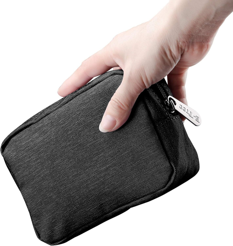 Козметична чантичка с цип, мини размер, платнена за пътуване, едноцветна, подплата от плат, преносима