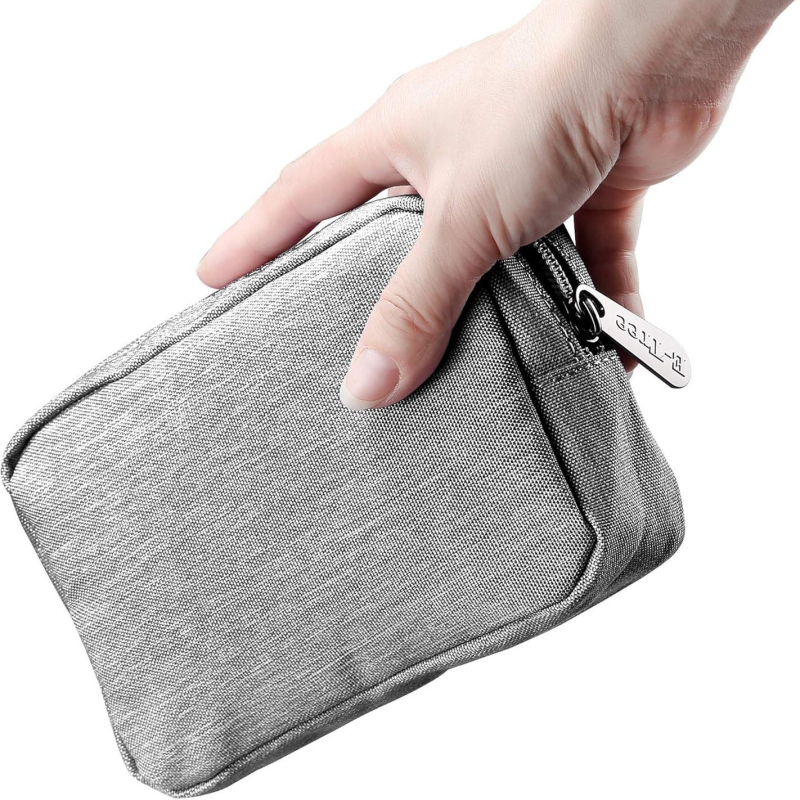 Козметична чантичка с цип, мини размер, платнена за пътуване, едноцветна, подплата от плат, преносима