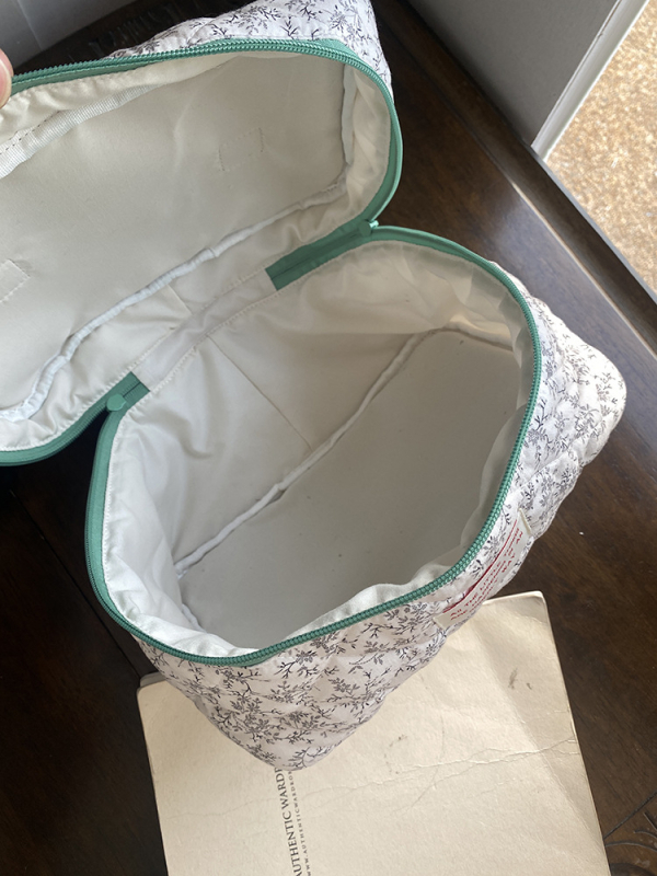 Козметична чанта с плодова шарка, памучна външна част и полиестерна подплата, дишаща и ултралека, свеж и сладък стил за жени