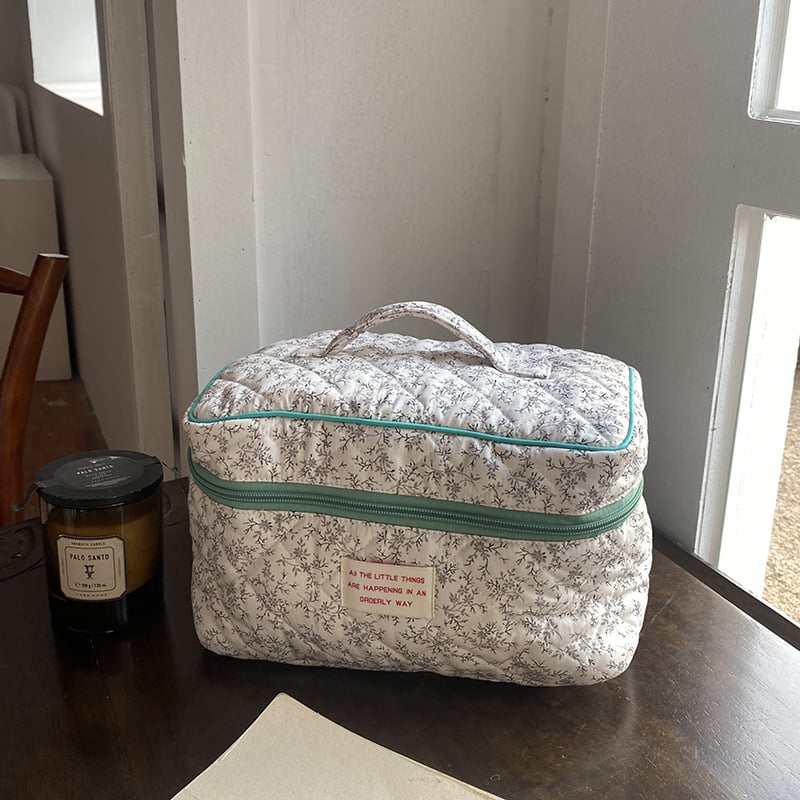 Козметична чанта с плодова шарка, памучна външна част и полиестерна подплата, дишаща и ултралека, свеж и сладък стил за жени