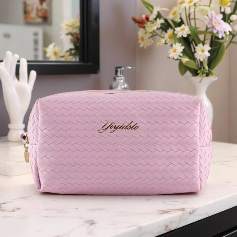 Козметична чанта за пътуване в градски стил, едноцветен дизайн, подплата от полиестер, цип
