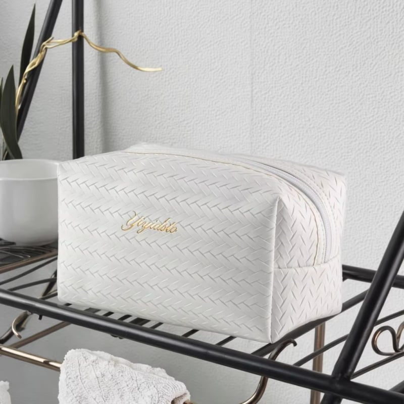 Козметична чанта за пътуване в градски стил, едноцветен дизайн, подплата от полиестер, цип