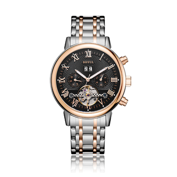 Difful Férfiaknak Szánt Automata Mechanikus Óra, Rozsdamentes acél szíj, Ötvözet tok, 30m vízálló, naptár, hét nap és hónap kijelző