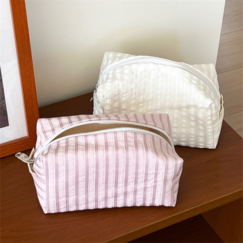 Kosmetická taška s pruhmi, mestský minimalistický štýl, polyester, podšívka z plátna, na uskladnenie