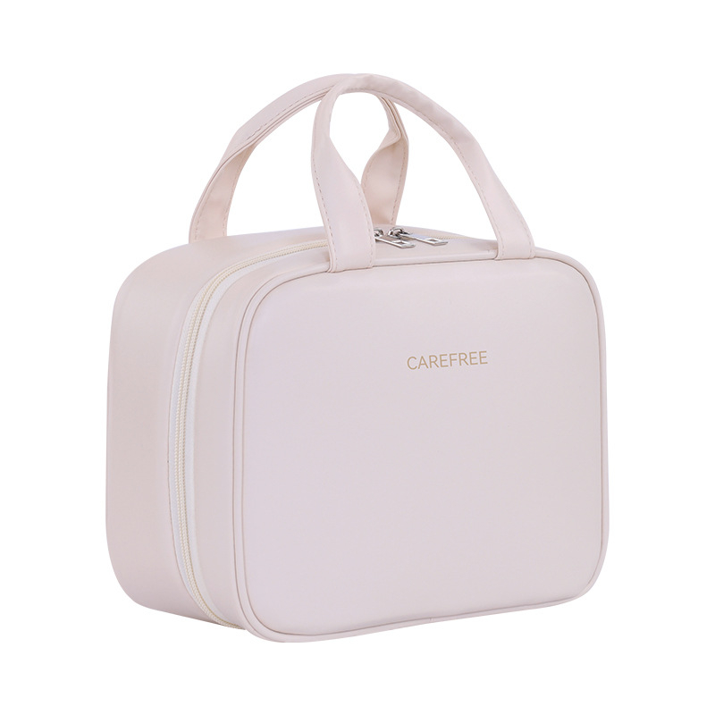 Козметична чанта за пътуване с голям капацитет, кожена, водоустойчива, с разделени отделения