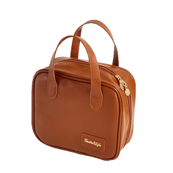 Портативна квадратна чанта за козметика от PU, водоустойчива и с разширяем капацитет, затваряне с цип