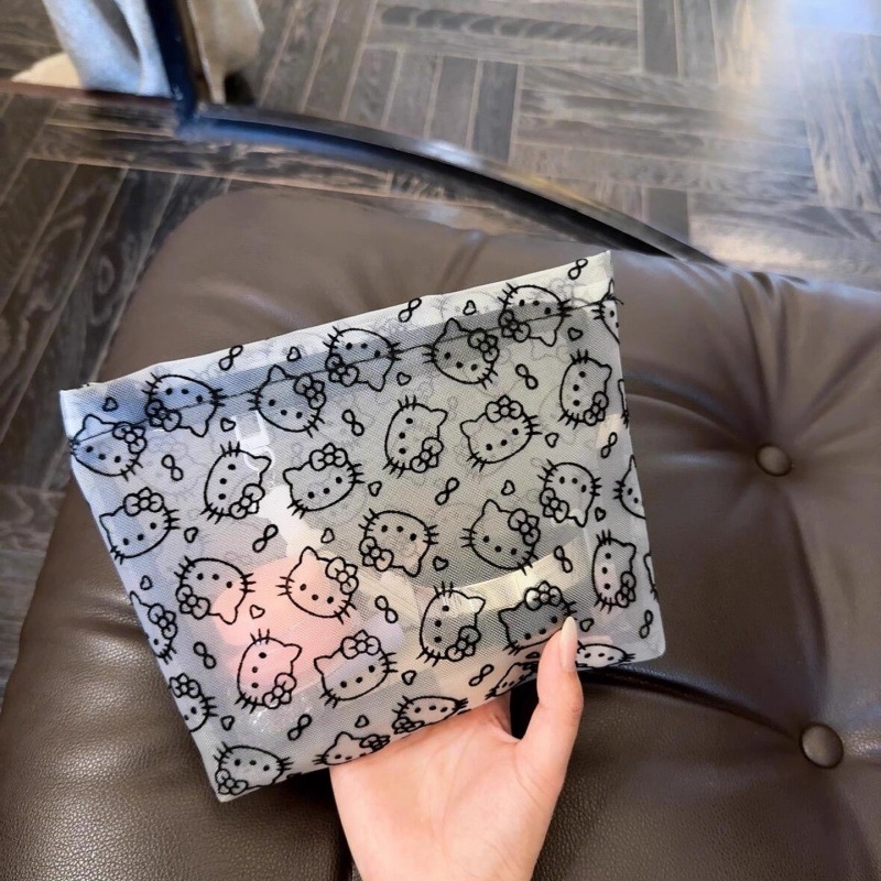 Sieťová taška na makeup s motívom mačky, priedušná, bez podšívky, na domáce uloženie