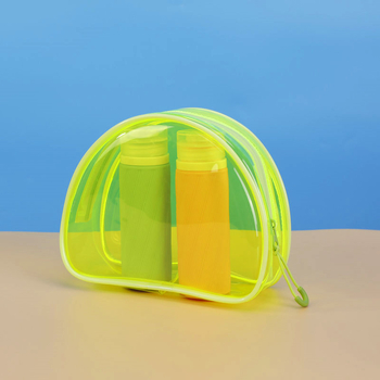 PVC sminktáska - kézben tartható forma, cipzár, műanyag anyag, utazáshoz kozmetikumok és higiéniai termékek tárolására