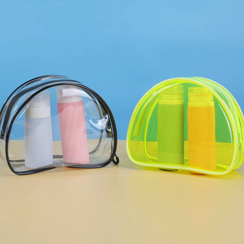 Priehľadná taška na make-up z PVC so zipsom, prenášateľný štýl, na cestovanie a uskladnenie kozmetiky