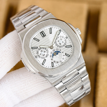 Автоматичен механичен часовник за мъже, корпус от неръждаема стомана, швейцарски механизъм, водоустойчив до 100 м, светещ с фаза на луната