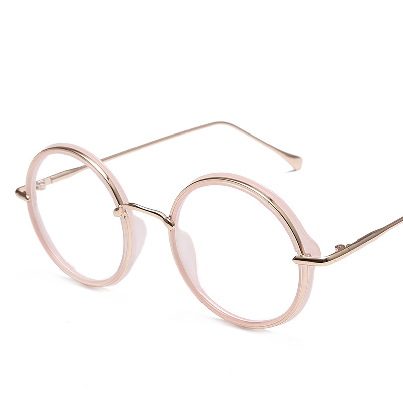 Divatos fekete fémkeretes szemüveg rövidlátáshoz, retró kerek szemüveg Harajuku stílusban 9059