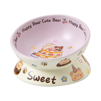 Macska etetőtál magas lábakon, kerámia, anti-tilt, nyakvédő és széles nyílás