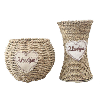 Rataninis pintas krepšys augalams — rankų darbas, dekoratyvus vazonų krepšys