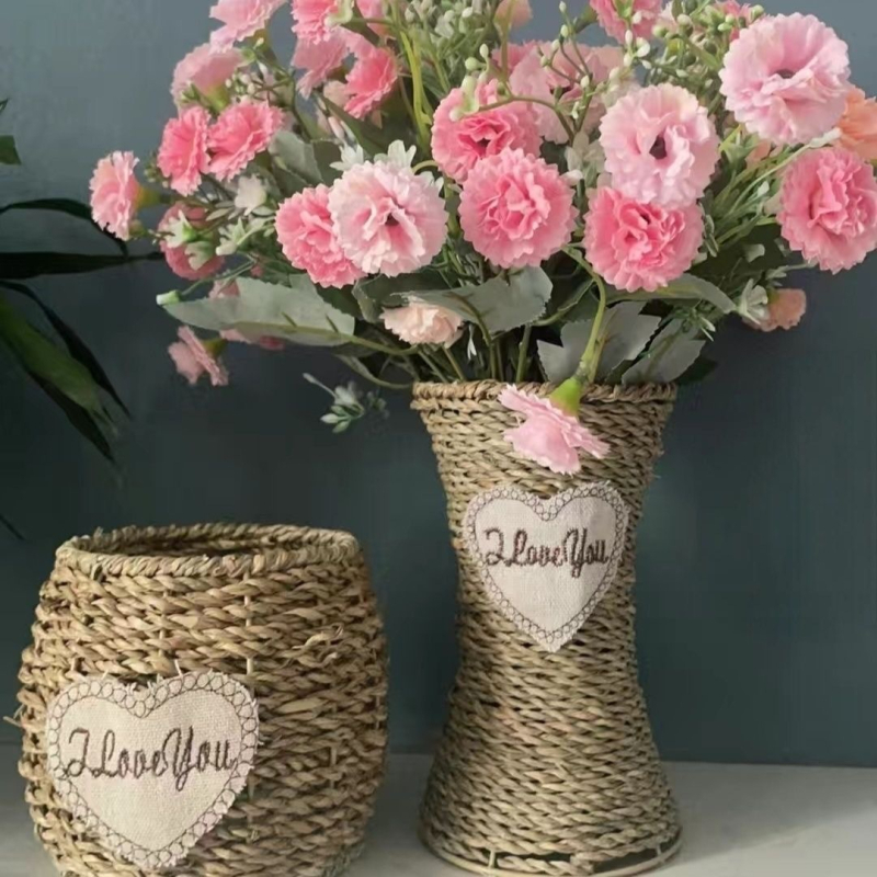 Rataninis pintas krepšys augalams — rankų darbas, dekoratyvus vazonų krepšys