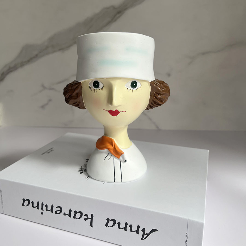 Zhuofeng resin vrtna skulptura — muška i ženska figura u europskom stilu s posudom za cvijeće, moderni jednostavni dizajn