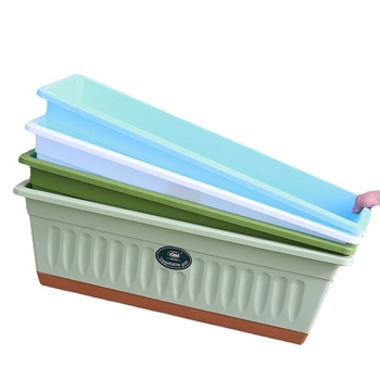 Műanyag téglalap alakú balkon virágtartó zöldségtermesztéshez — lélegző, korrózióálló, asztali vagy padlón álló használat, alkalmas irodára, otthoni kertészkedésre és balkonkert számára