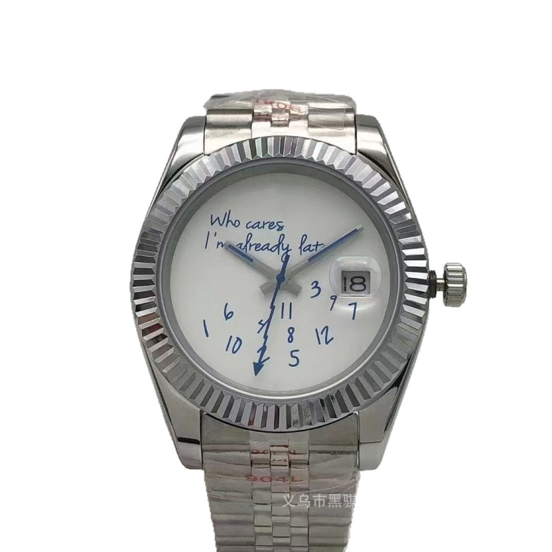 Мъжки автоматичен механичен часовник - сафирно кристално стъкло, корпус и каишка от неръждаема стомана, спирална корона, прозрачен заден капак