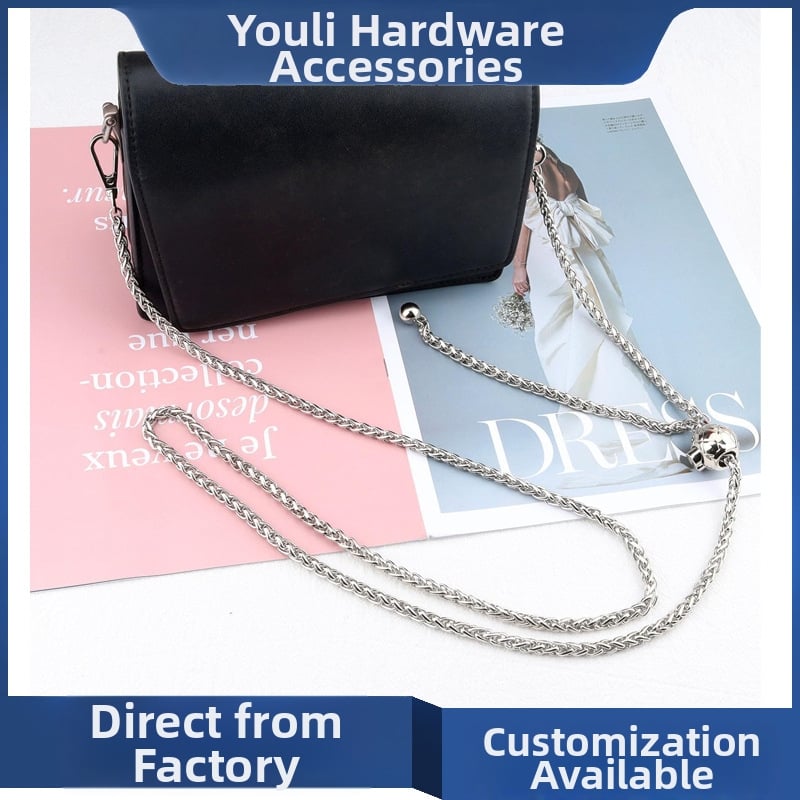 Unida ремък за чанта с метална верига, регулира се за рамо или ръка, с мъниста, стил урбанистичен минимализъм, пролет 2024