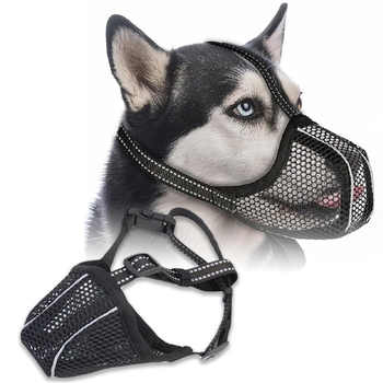 Move reflektirajući muzzle za psa s prozračnom mrežom – protiv ugriza, protiv lajanja i protiv jedenja, poliester
