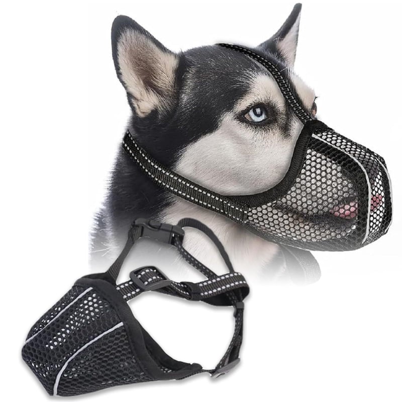 Move reflektirajući muzzle za psa s prozračnom mrežom – protiv ugriza, protiv lajanja i protiv jedenja, poliester