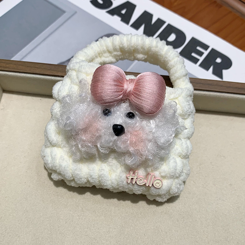 Зимен комплект аксесоари с карикатурно куче Rich Dog: топли ръкавици, прахозащитни маски (тип за ухо), сладък калъф за слушалки и ушанки за жени