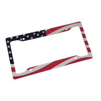 Okvir za registarsku pločicu automobila s uzorkom državne zastave – ABS materijal, model M2501 Color Flag; kompatibilan s US standardom vozila; mogućnost prilagođavanja.