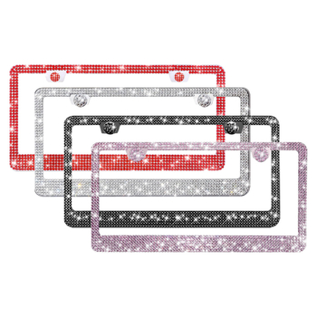 Okvir za registarsku pločicu od nehrđajućeg čelika sa dijamantnim kristalima, pravokutni univerzalni držač Hao Kuang