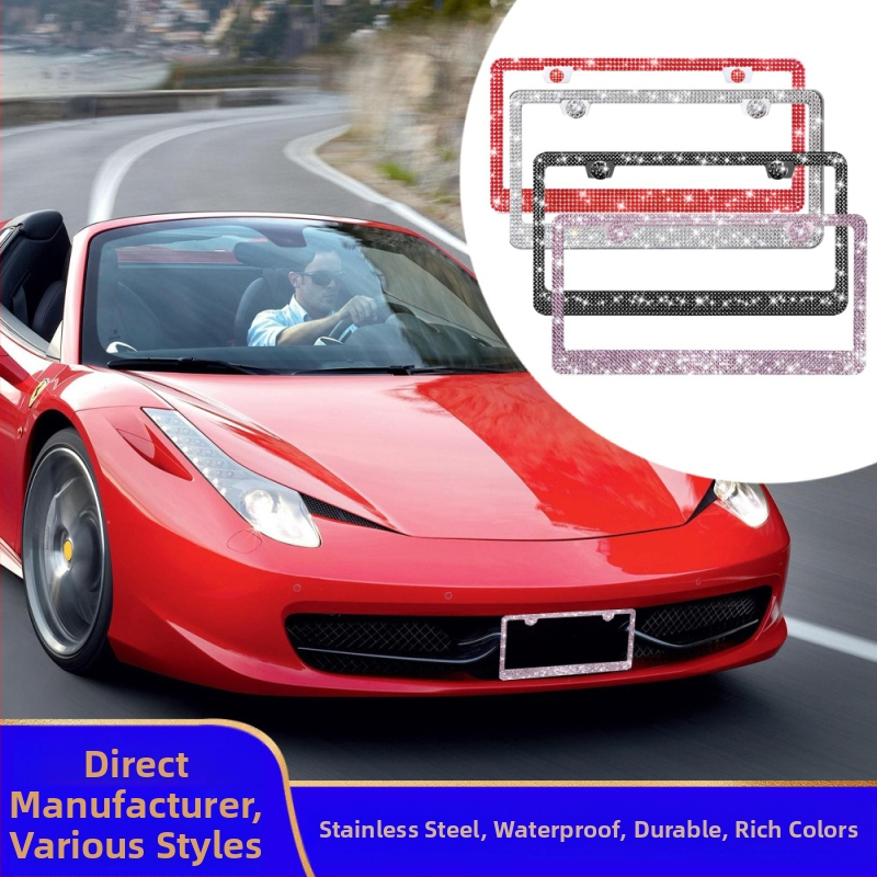 Okvir za registarsku pločicu od nehrđajućeg čelika sa dijamantnim kristalima, pravokutni univerzalni držač Hao Kuang