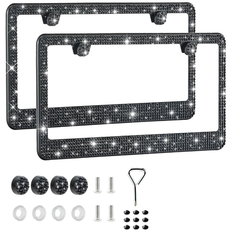 Okvir za registarsku pločicu od nehrđajućeg čelika sa dijamantnim kristalima, pravokutni univerzalni držač Hao Kuang