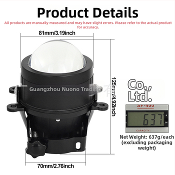 Miglas gaisma ar četrstūra stiprinājumu un lēcu, daudzkrāsas LED, 9-32V, 55W, 6500lm, IP68, Nono