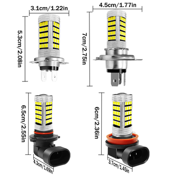 LED miglas lukturi automašīnai - saderīgi ar H4, H8/H11, 9005, 9006, H7 - 800 lm, 12V, 6500K