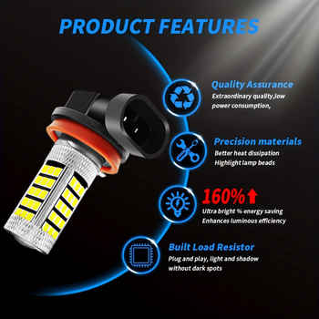 LED miglas lukturi automašīnai - saderīgi ar H4, H8/H11, 9005, 9006, H7 - 800 lm, 12V, 6500K