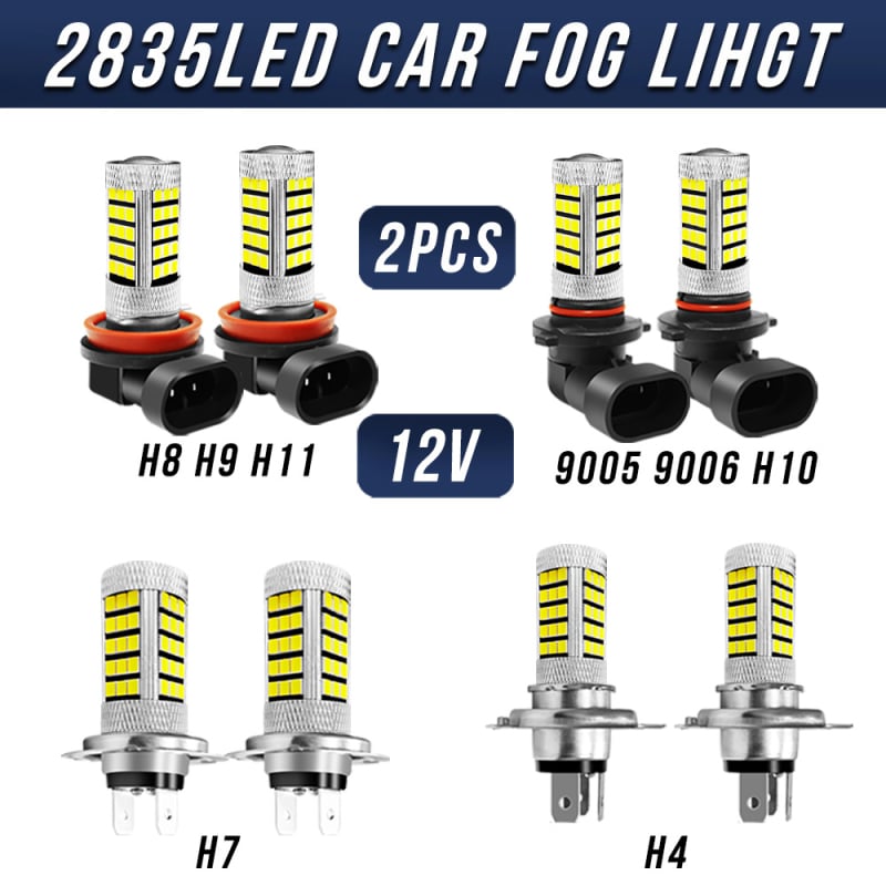 LED miglas lukturi automašīnai - saderīgi ar H4, H8/H11, 9005, 9006, H7 - 800 lm, 12V, 6500K
