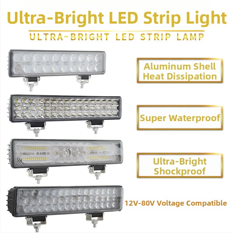 Autóhoz való LED csíklámpa – tetőre szerelhető, 100W, 12–80V, IP67, öntött alumínium + PC ház, élettartam 50 000 óra