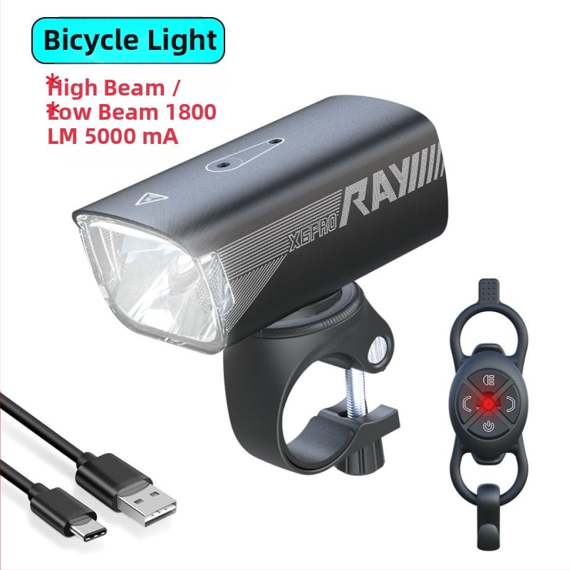 Kerékpár első lámpa 1800 lm, függő szerelés, vezeték nélküli távvezérlő, anti-glare, vízálló